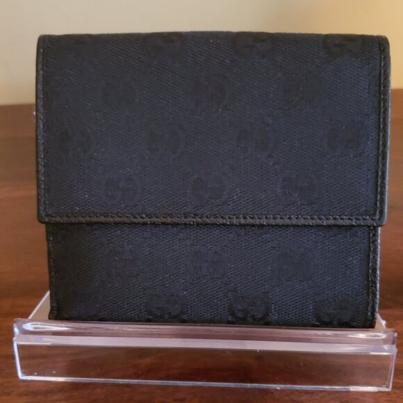 New Gucci Black Canvas Compact Wallet - Picture 3 of 15